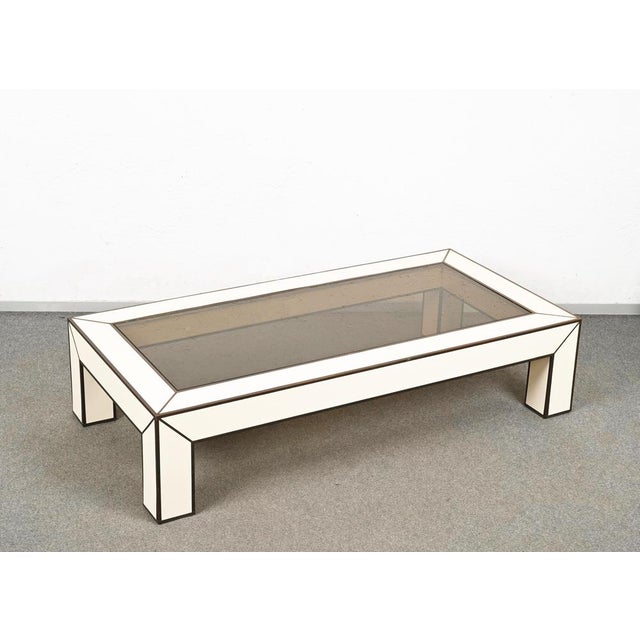 Mid-Century Italian Brass & White Formica Coffee Table, 1970s For Sale - Image 4 of 18