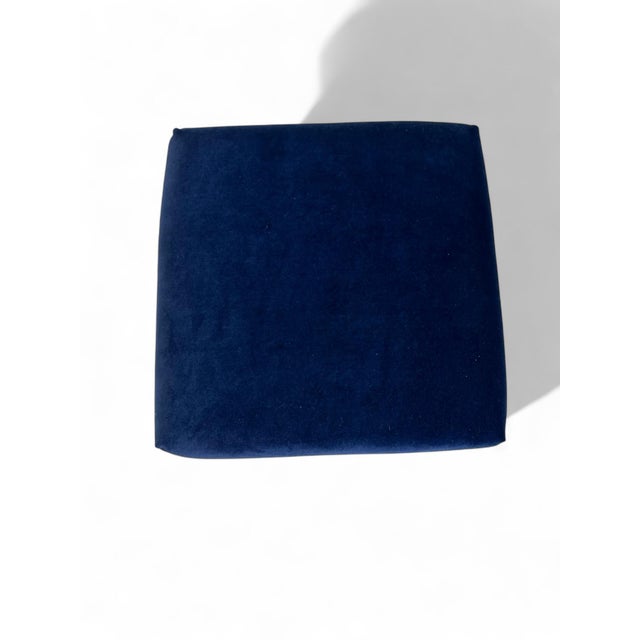 2020s Pair of Bespoke Stools in Navy Blue Velvet With Solid Brass Ball Point Legs For Sale - Image 5 of 6