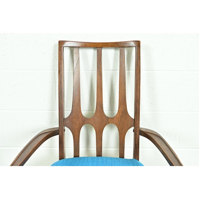 Wood Broyhill Brasilia Mid-Century Modern Sculpted Walnut Dining Chairs, Set of Six For Sale - Image 7 of 12