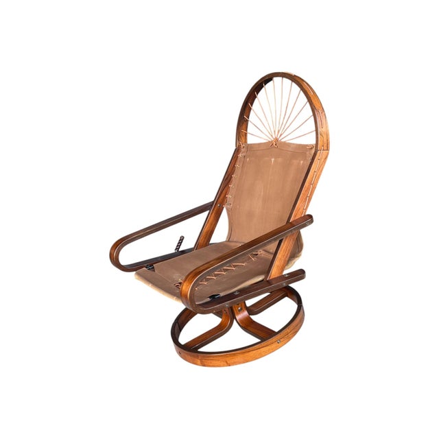 1960s Rykken & Co. Norwegian Scandinavian Swivel Reclining Lounge Chair With Ottoman For Sale - Image 11 of 17