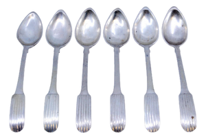 Silver Coffee Spoons with Fluted Handles, Set of 6