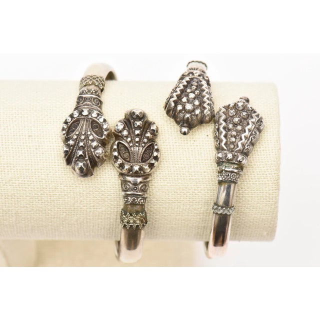 Vintage Part Sterling Silver Wrap Beaded Bracelets Pair Of For Sale In Miami - Image 6 of 10