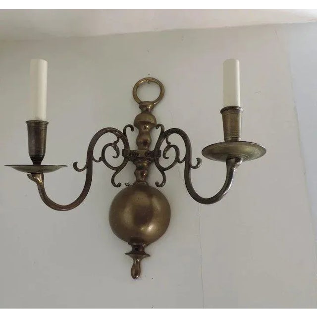 19th Century Dutch Brass Wall Sconces - A Pair For Sale In New York - Image 6 of 11