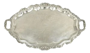 Antique Wallace Baroque Large 28" Silver Plated Serving Bar Tray W/ Handles