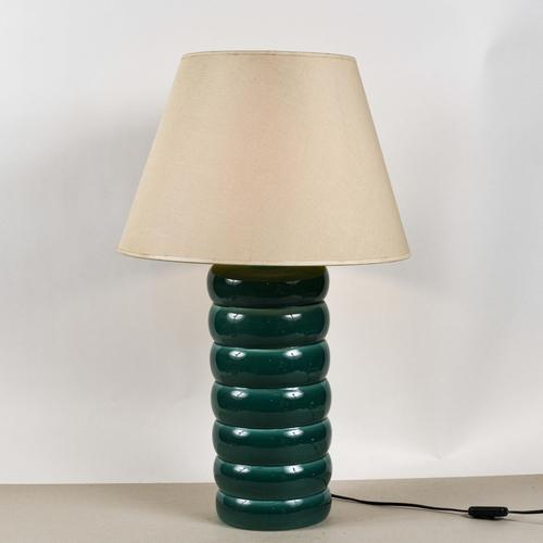 Vintage Italian Table Lamp in Green Ceramic, 1980s For Sale - Image 4 of 9