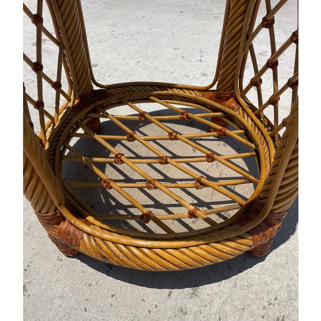 1970s Vintage Rattan Twisted Pencil Reed Side Table For Sale - Image 5 of 5