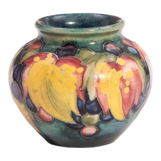 Vintage William Moorcroft Leaf and Berry Pattern Art Pottery Cabinet Vase Arts & Crafts For Sale
