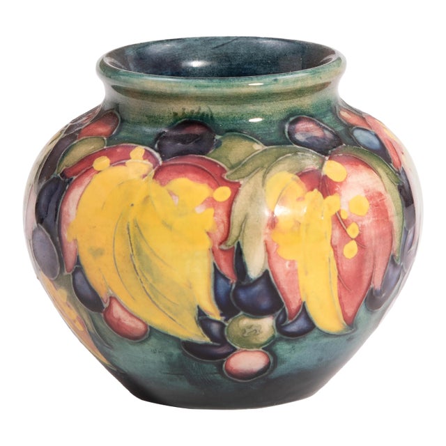 Vintage William Moorcroft Leaf and Berry Pattern Art Pottery Cabinet Vase Arts & Crafts For Sale