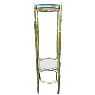Faux Bamboo Brass and Glass Side Table, 1950s For Sale