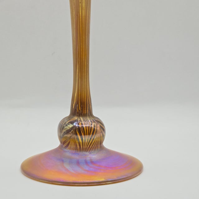 Art Deco Vandermark Glass Studio Art Nouveau Iridescent Glass Fan Vase For Sale - Image 3 of 11