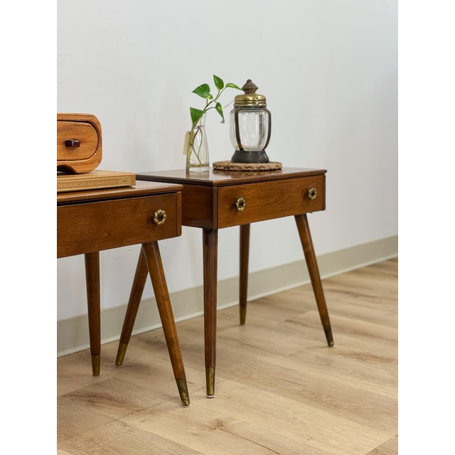 Pair of Vintage Atomic Nightstands Retro Bedside Tables MCM End Tables For Sale - Image 13 of 17