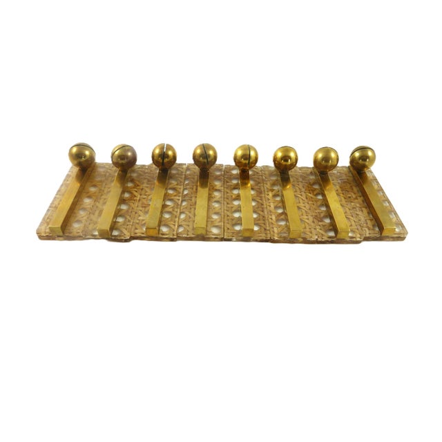 Metal 1970s Set of Eight Knife Rests |Lucite, Cane and Brass | in the Style of Dior For Sale - Image 7 of 8