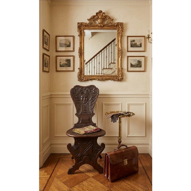 Antique Italian Renaissance Revival Walnut Sgabello Hall Chair For Sale - Image 12 of 12