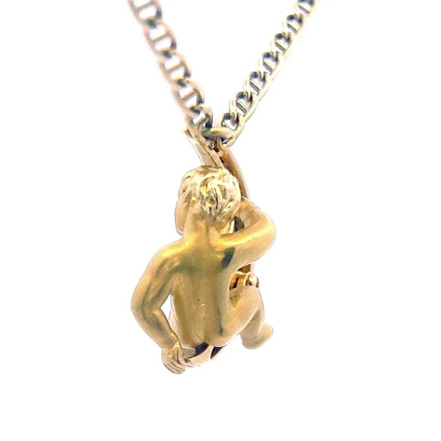 Late 20th Century Carrera Y Carrera Diamond 18k Yellow Gold Moon Child Pendant Chain Necklace For Sale In Las Vegas - Image 6 of 12