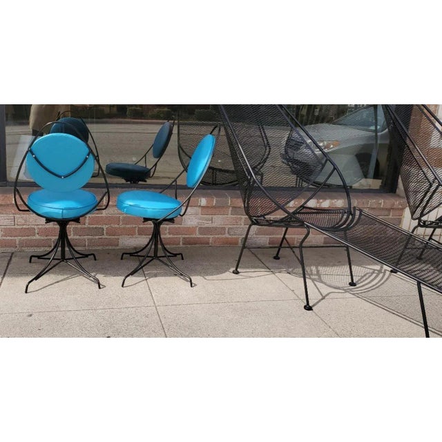 1950s Black and Blue Swivel Side Chairs Styled After John Risley - Set of 2 For Sale - Image 11 of 13