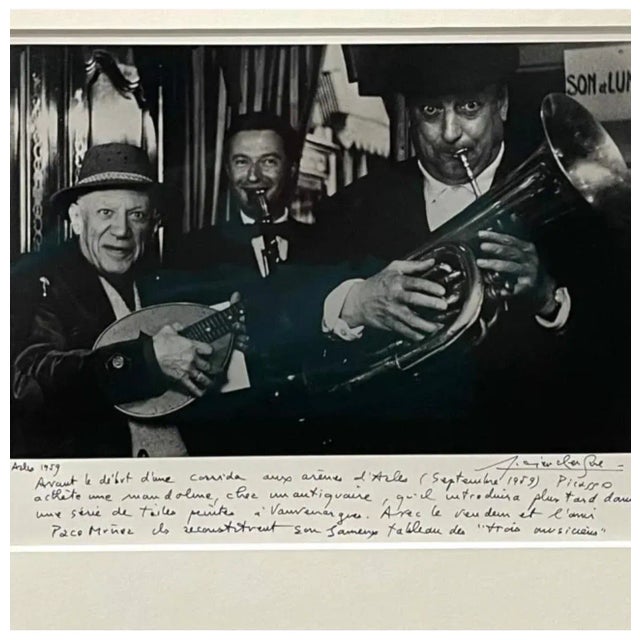 Modern Silver Gelatin Photograph Hand Signed Photo Pablo Picasso Music Lucien Clergue, 1958 For Sale - Image 3 of 5