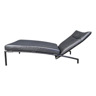Vintage Black Leather Chaise Longue attributed to Peter Mally for Cor, 1990s For Sale