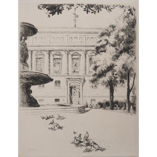Eugene Corneau, Garden of the National Library, Engraving For Sale