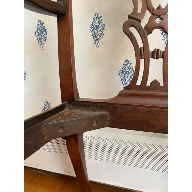 Antique Mid-1700s British Chippendale Mahogany Dining Chair With Arms For Sale - Image 15 of 18