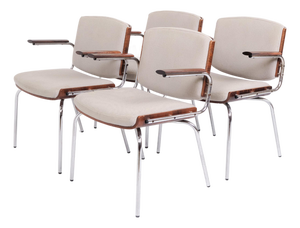 Conference Chairs in Rosewood and Light Grey Fabric from Duba, 1960s, Set of 4