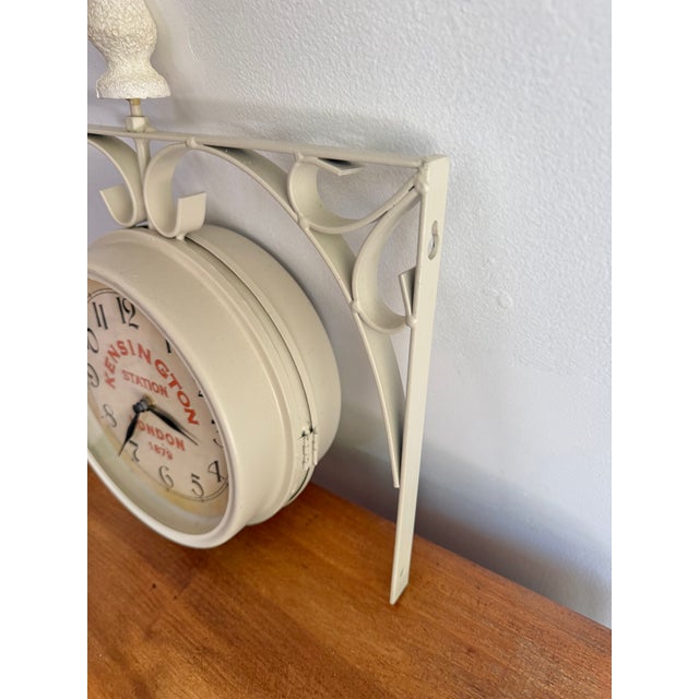 Metal Vintage Kensington Railway Station Wall Clock, Double Sided For Sale - Image 7 of 9