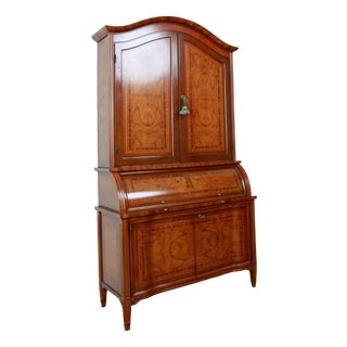 Inlaid Secretary with Bookcase and Writing Desk For Sale