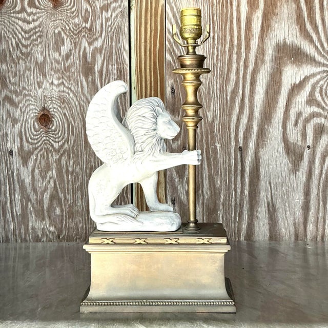 Vintage Neoclassical Chapman Winged Lion Lamp For Sale - Image 10 of 10