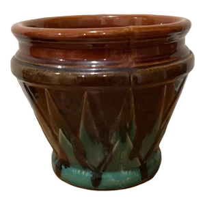 Antique McCoy Pottery Blended Brown/Green Majolica Jardiniere Circa 1920
