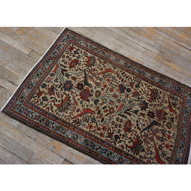 1920s Impressive Beige Background Geometric Floral Pattern Malayer Design Persian Rug For Sale - Image 5 of 12