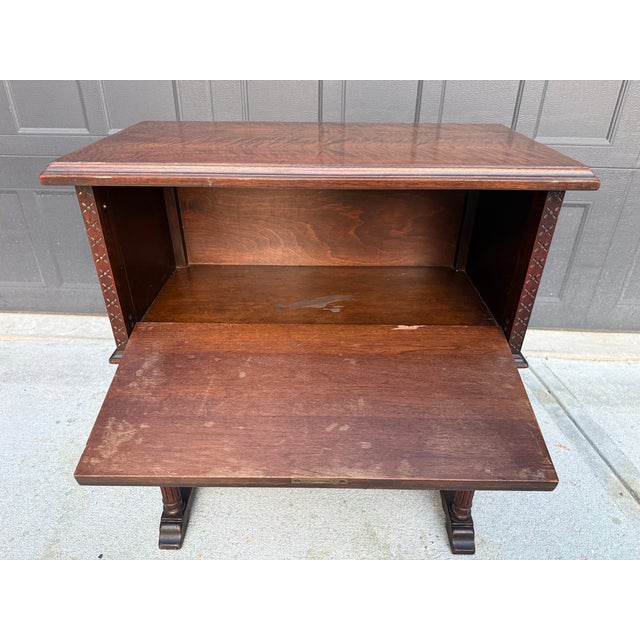 Mid 20th Century Vintage Ornate Drop-Front Entry Cabinet For Sale - Image 5 of 5