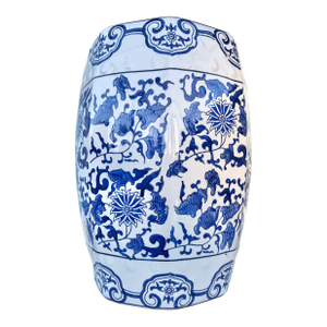 Vintage Late 20th Century Blue & White Chinese Garden Stool