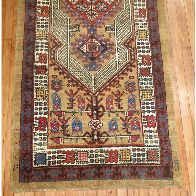 Early 20th Century Zabihi Collection Camel Persian Serab Small Runner - 3'4" x 7'10" For Sale - Image 4 of 6