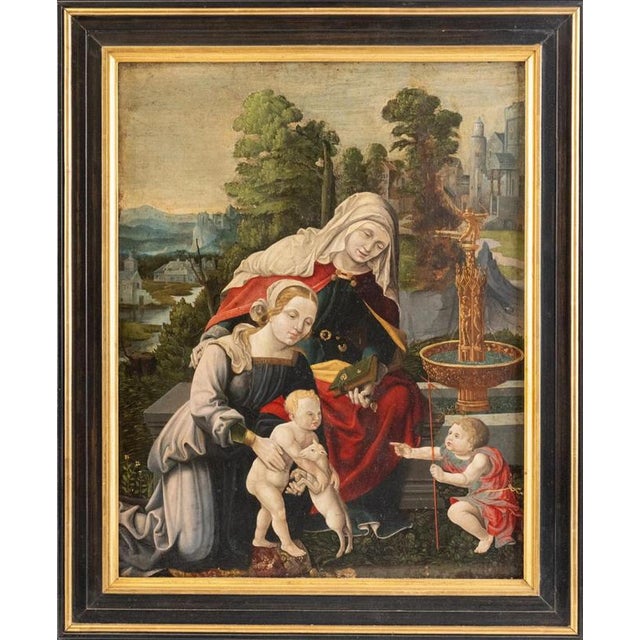 Baroque Flemish School, Virgin and Child, 16th Century, Oil on Panel For Sale - Image 3 of 7
