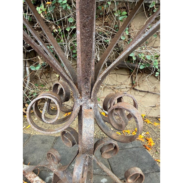 Monumental 77-Inch Custom Artisan Hand-Welded Wrought Iron Pagoda Aviary (Birdcage) on Stand For Sale - Image 4 of 12