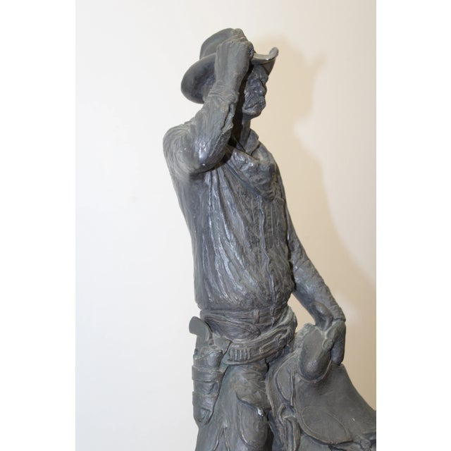 Metal Composite Cowboy Figure W/ Saddle 'Signed' For Sale - Image 7 of 8