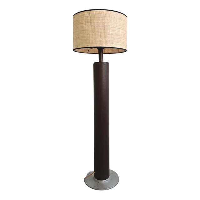 Mid-Century Modern Leather Floor Lamp by Nicetin, Former Yugoslavia, 1980s For Sale