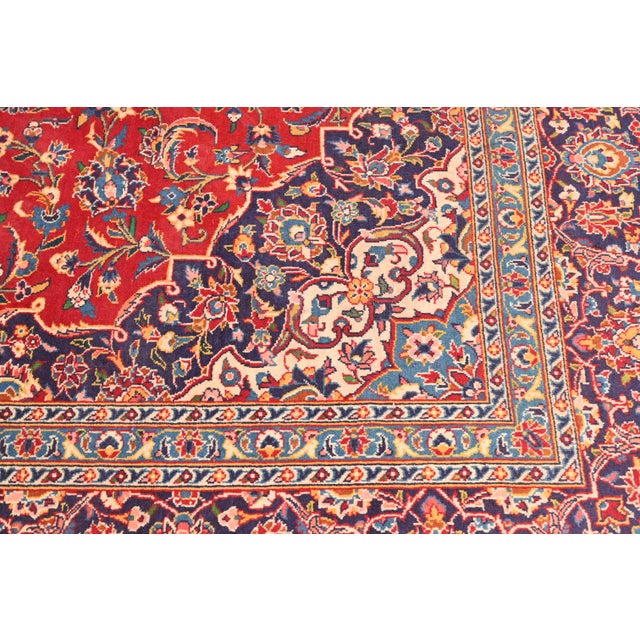 Vintage Hand-Knotted Persian Kashan Room Size Wool Area Rug For Sale In South Bend - Image 6 of 10
