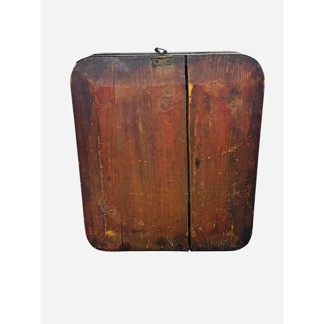 Charming early 1900s Russian/Ukraine kiot — hinged wooden icon case with glass door, stepped inner frame and gilt wood...