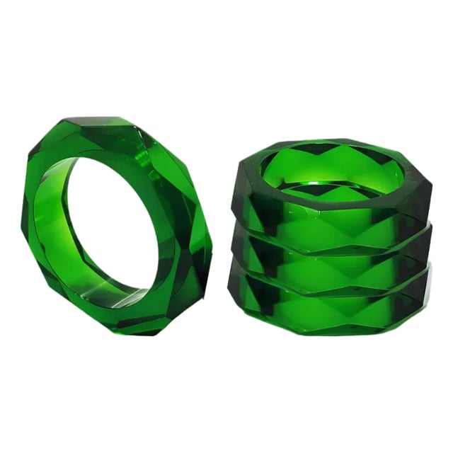 Prism Napkin Rings - Emerald, Set of 4 For Sale