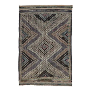 Mid 20th Century Vintage Embroidered Turkish Kilim Rug For Sale
