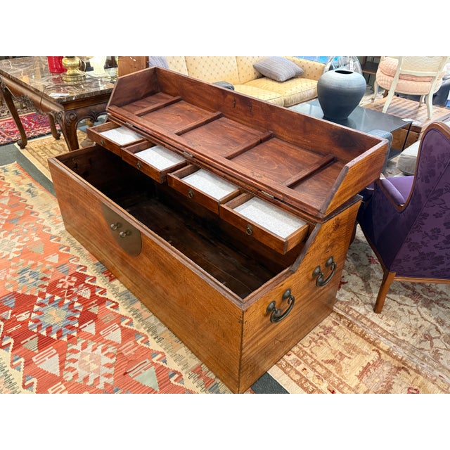 Ming Wood Storage Chest + Interior Drawers, Vintage For Sale - Image 11 of 11