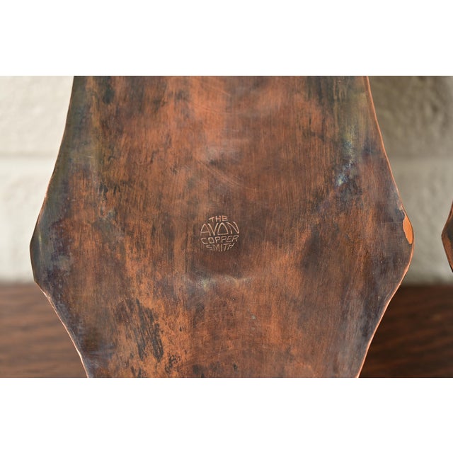 Arthur Cole for Avon Coppersmith Arts & Crafts Hammered Copper Candle Wall Sconces, Pair For Sale - Image 9 of 11