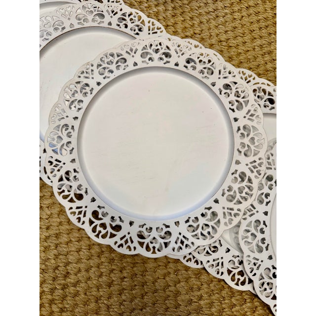 Shabby Chic Tole Lace Pierced Charger, Set/8 For Sale - Image 3 of 4