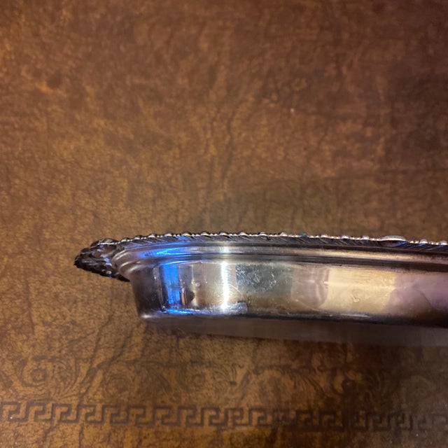 Mid 20th Century Vintage Sheridan Silver Plated on Copper Oval Serving Tray For Sale - Image 5 of 9