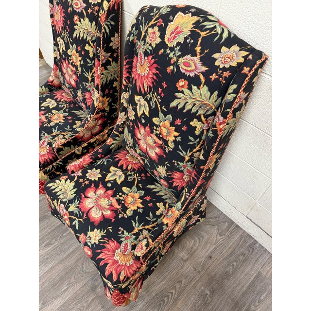 Vintage Queen Anne Style Wingback Lounge Chairs - Pair For Sale - Image 15 of 17