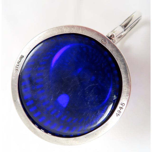 Antique Edwardian Sterling Silver & Cobalt Blue Glass Mustard Pot For Sale - Image 10 of 13