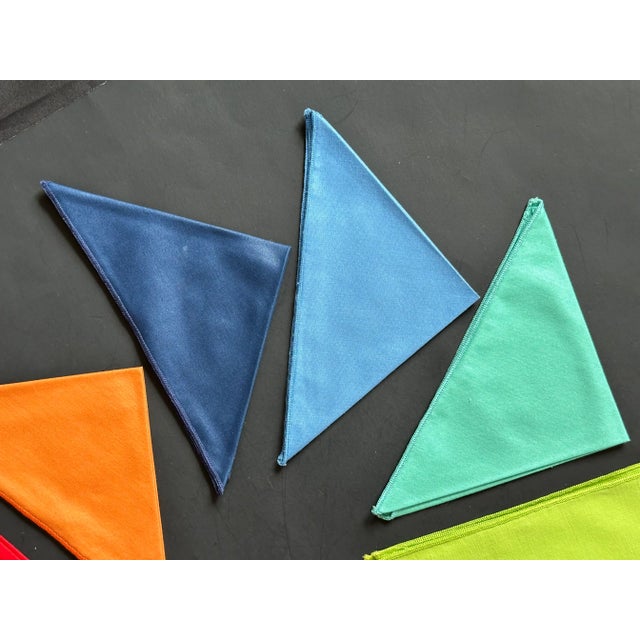 Contemporary Vintage Rainbow Spectrum Color Cloth Cocktail Napkins Set of 11 For Sale - Image 3 of 9