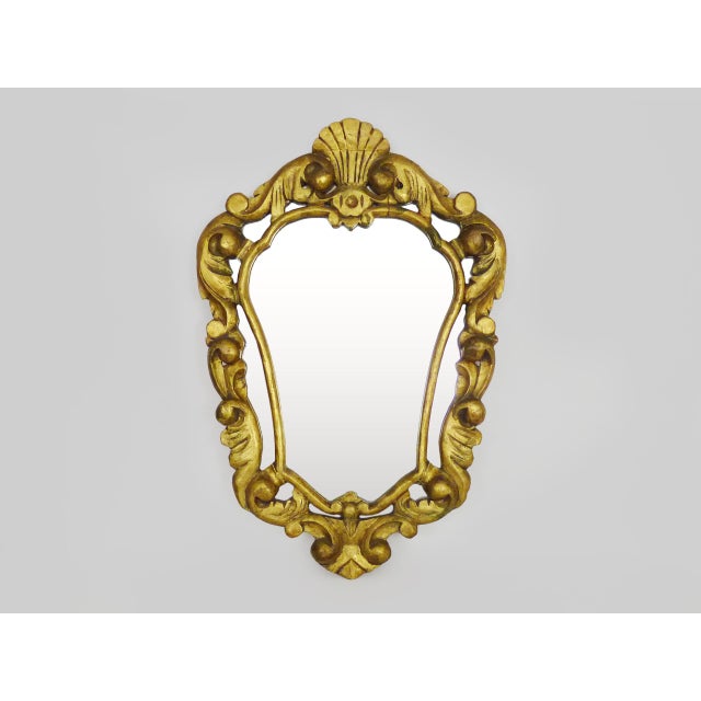 Wall Mirror in Wood and Gilded Stucco with Shell Decoration, 1950s For Sale - Image 9 of 9