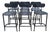 Vintage Set of 6 Black Leather Seats Bar Stools 1970s Mid Century Modern For Sale