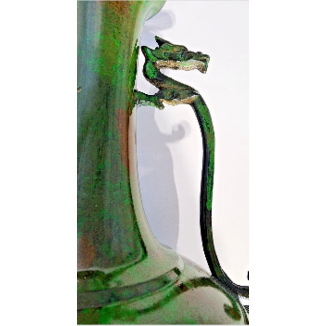 This is a gorgeous Japanese export vase, heavy in weight and substantial in size at 10.25" tall. It's made of a metal,...